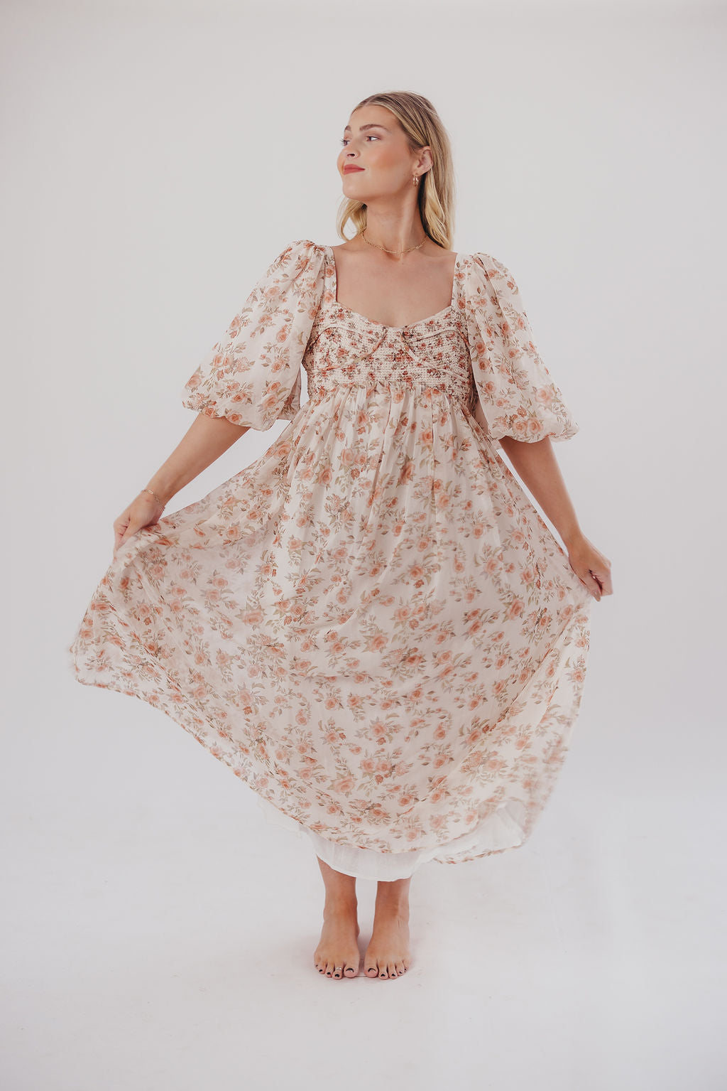 Harlow Maxi Dress in Ivory Floral - Bump Friendly & Inclusive Sizing (S-3XL)