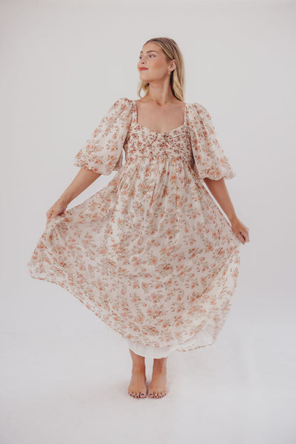 Harlow Maxi Dress in Ivory Floral - Bump Friendly & Inclusive Sizing (S-3XL)