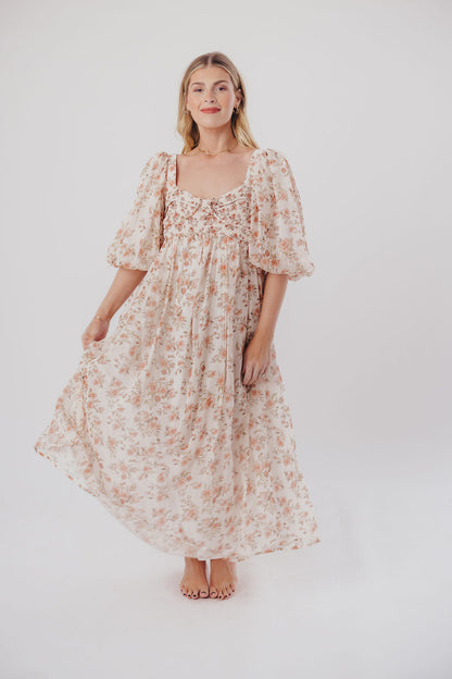 Harlow Maxi Dress in Ivory Floral - Bump Friendly & Inclusive Sizing (S-3XL)