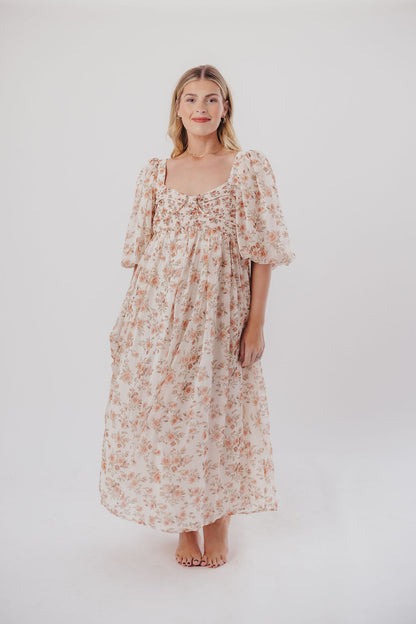 Harlow Maxi Dress in Ivory Floral - Bump Friendly & Inclusive Sizing (S-3XL)