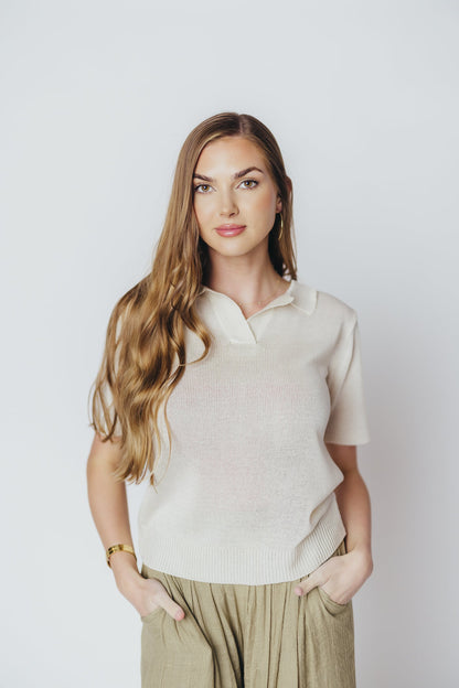 Oxford Sweater Top in Cream