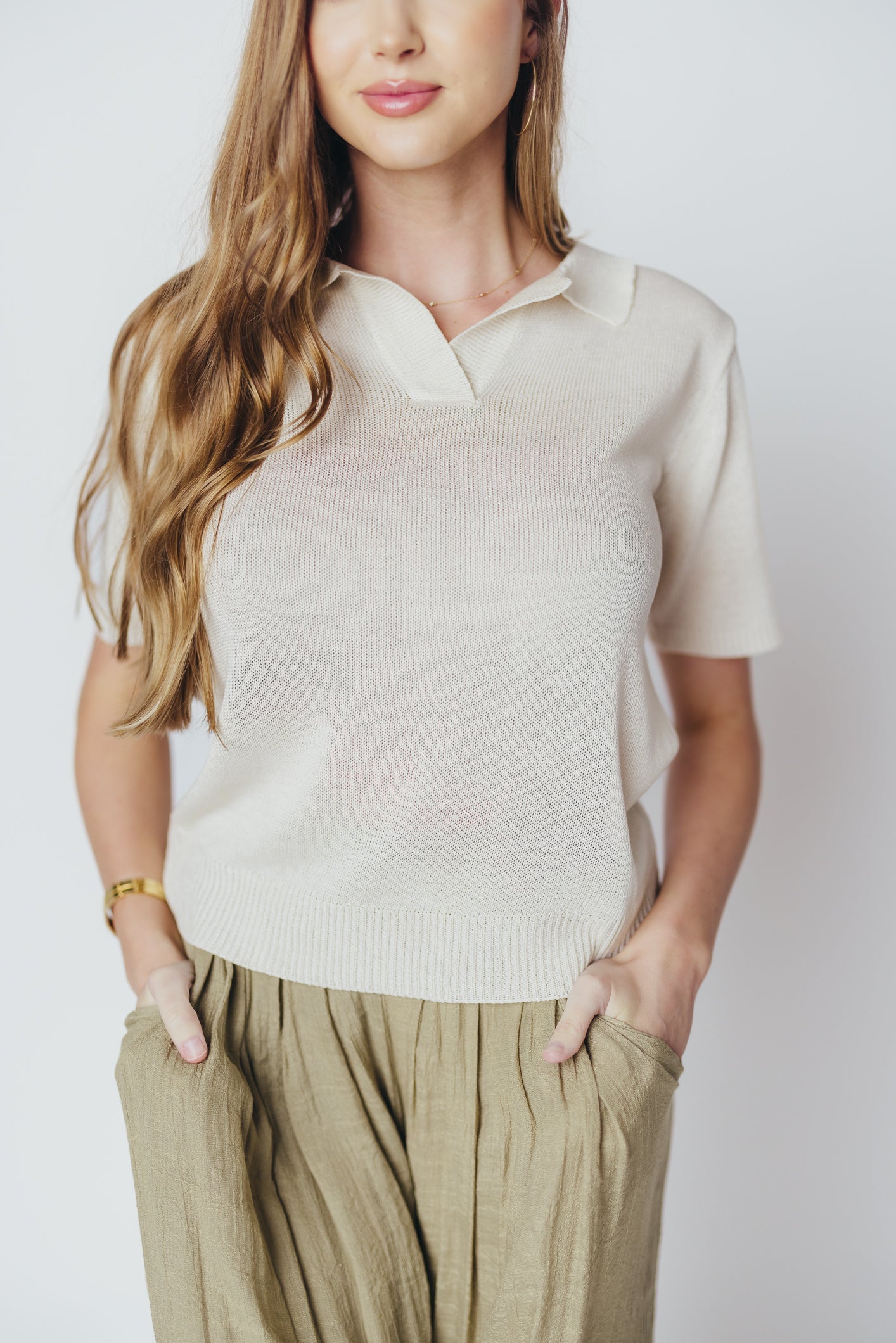 Oxford Sweater Top in Cream