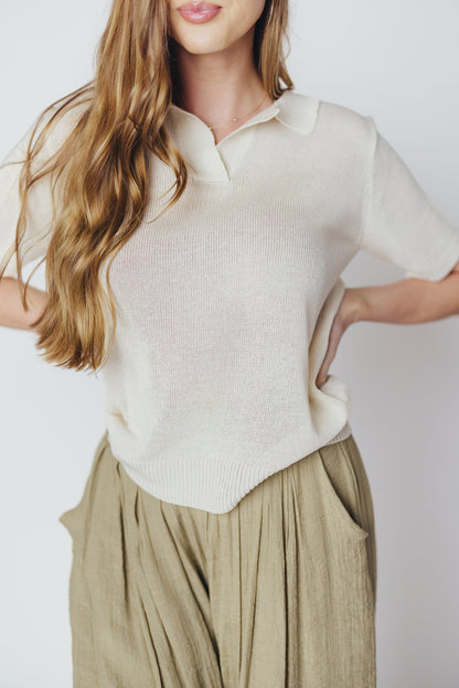 Oxford Sweater Top in Cream