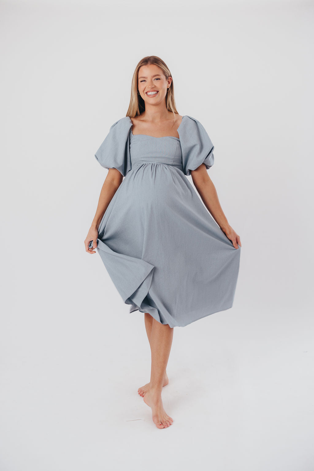 Hamilton Midi Dress in Denim Blue - Bump Friendly (S-XL)