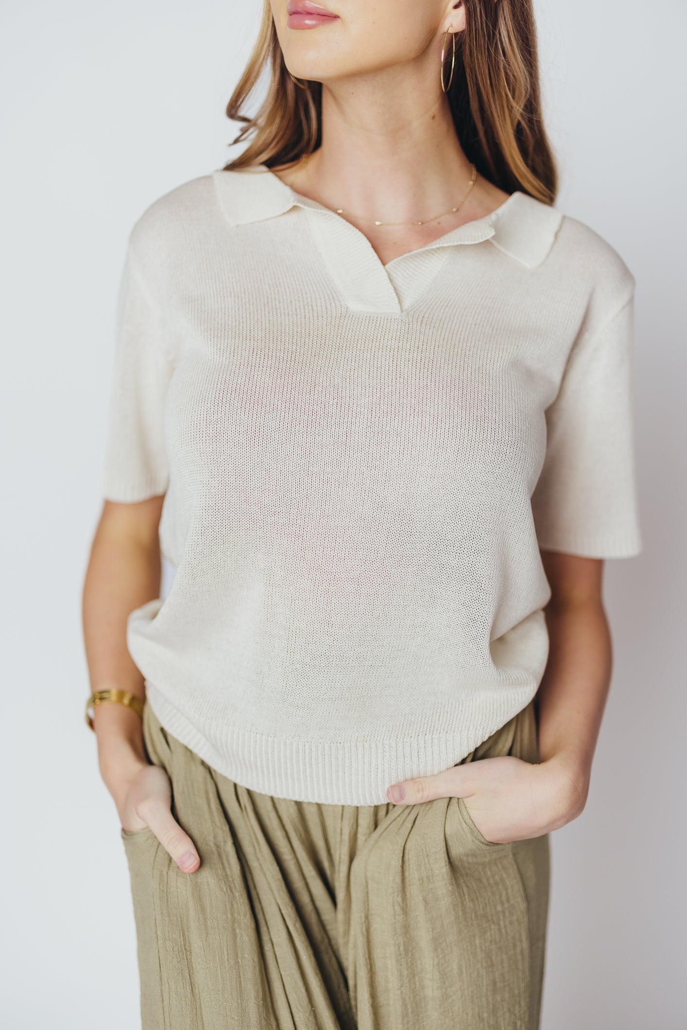 Oxford Sweater Top in Cream