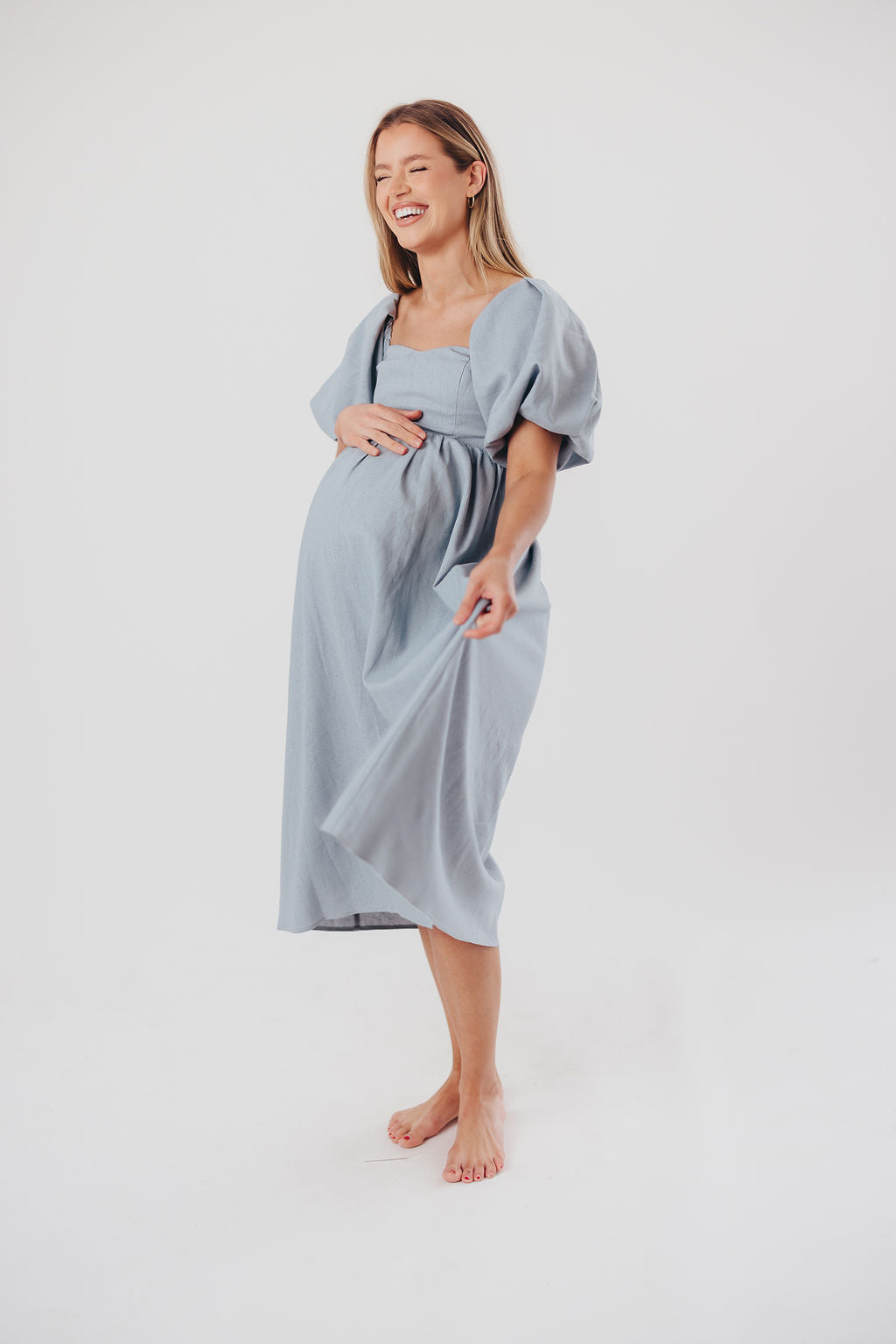 Hamilton Midi Dress in Denim Blue - Bump Friendly (S-XL)