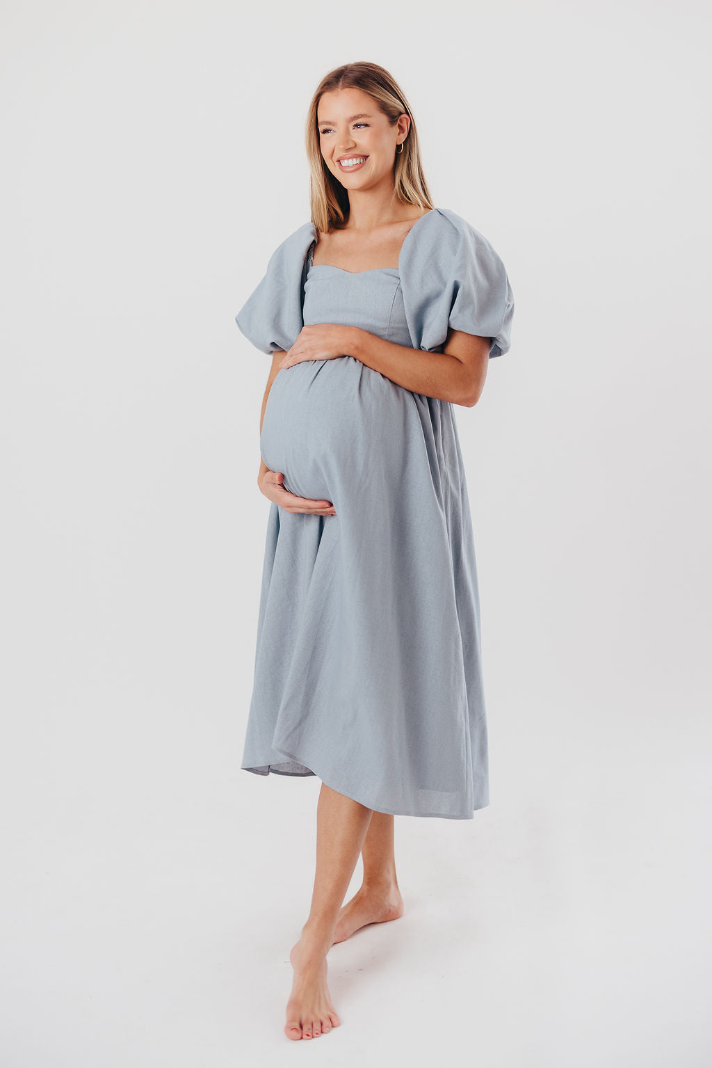 Hamilton Midi Dress in Denim Blue - Bump Friendly (S-XL)