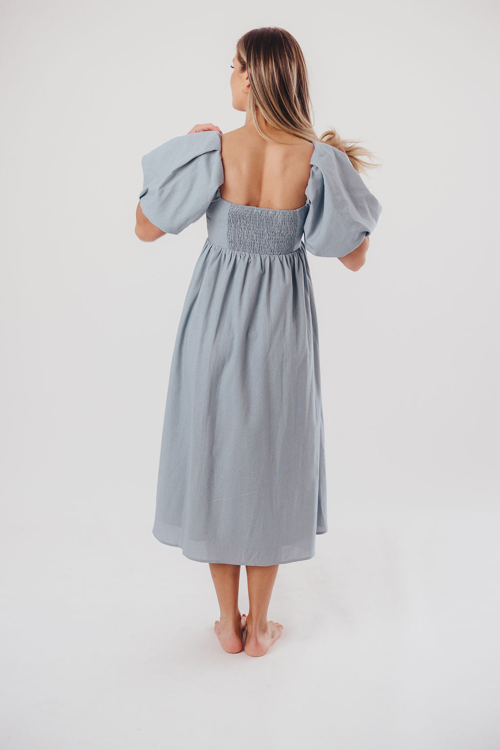 Hamilton Midi Dress in Denim Blue - Bump Friendly (S-XL)