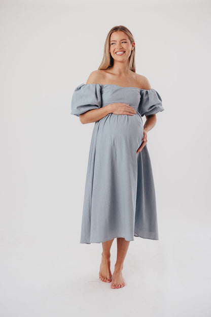 Hamilton Midi Dress in Denim Blue - Bump Friendly (S-XL)