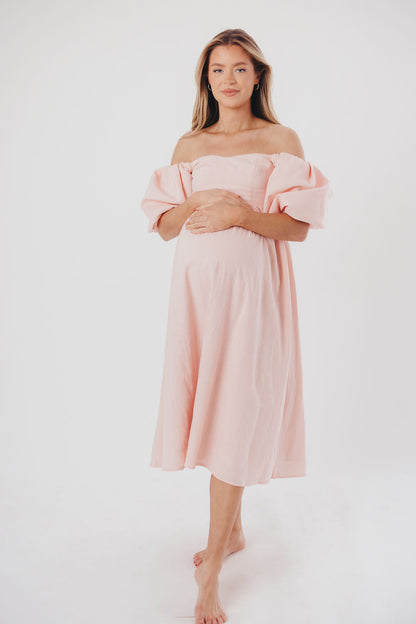 Hamilton Midi Dress in Pink - Bump Friendly (S-XL)