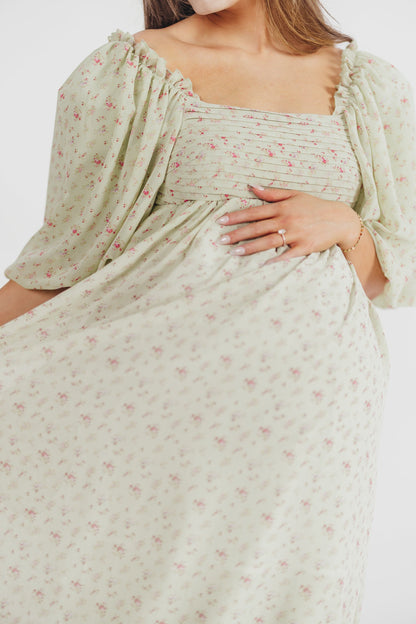 Eleanor Ruffle Detail Maxi Dress in Cream - Bump Friendly & Inclusive Sizing (S-3XL)