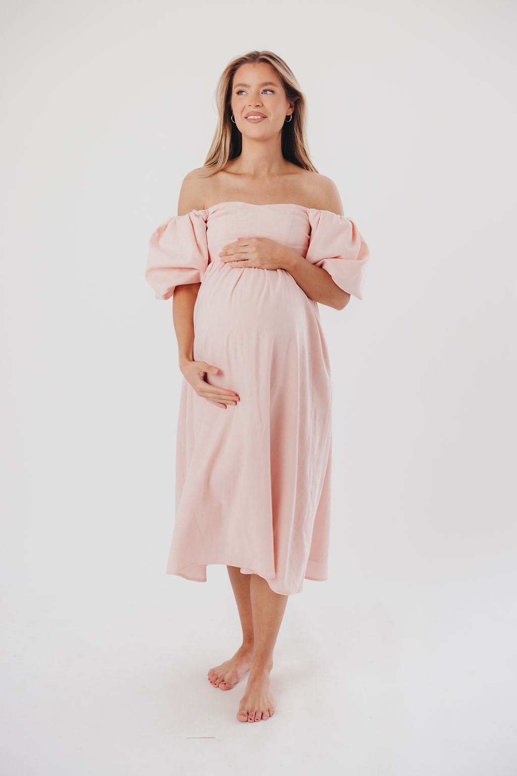 Hamilton Midi Dress in Pink - Bump Friendly (S-XL)