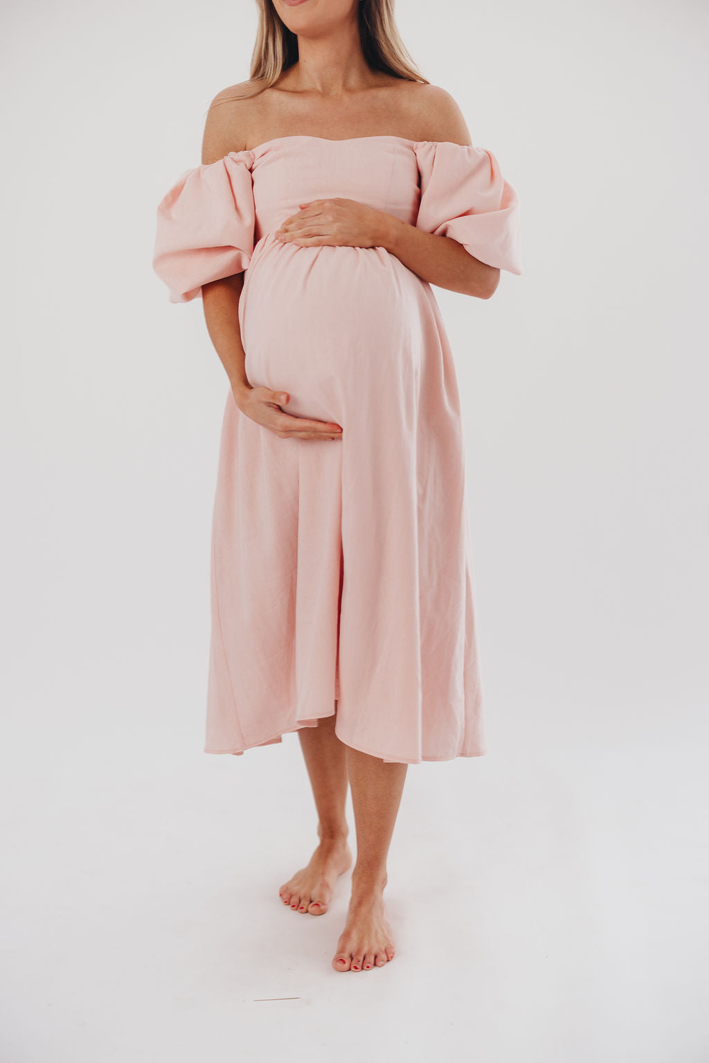 Hamilton Midi Dress in Pink - Bump Friendly (S-XL)