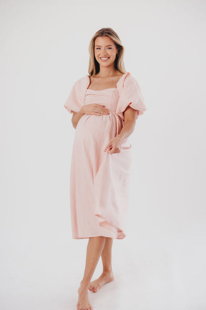 Hamilton Midi Dress in Pink - Bump Friendly (S-XL)