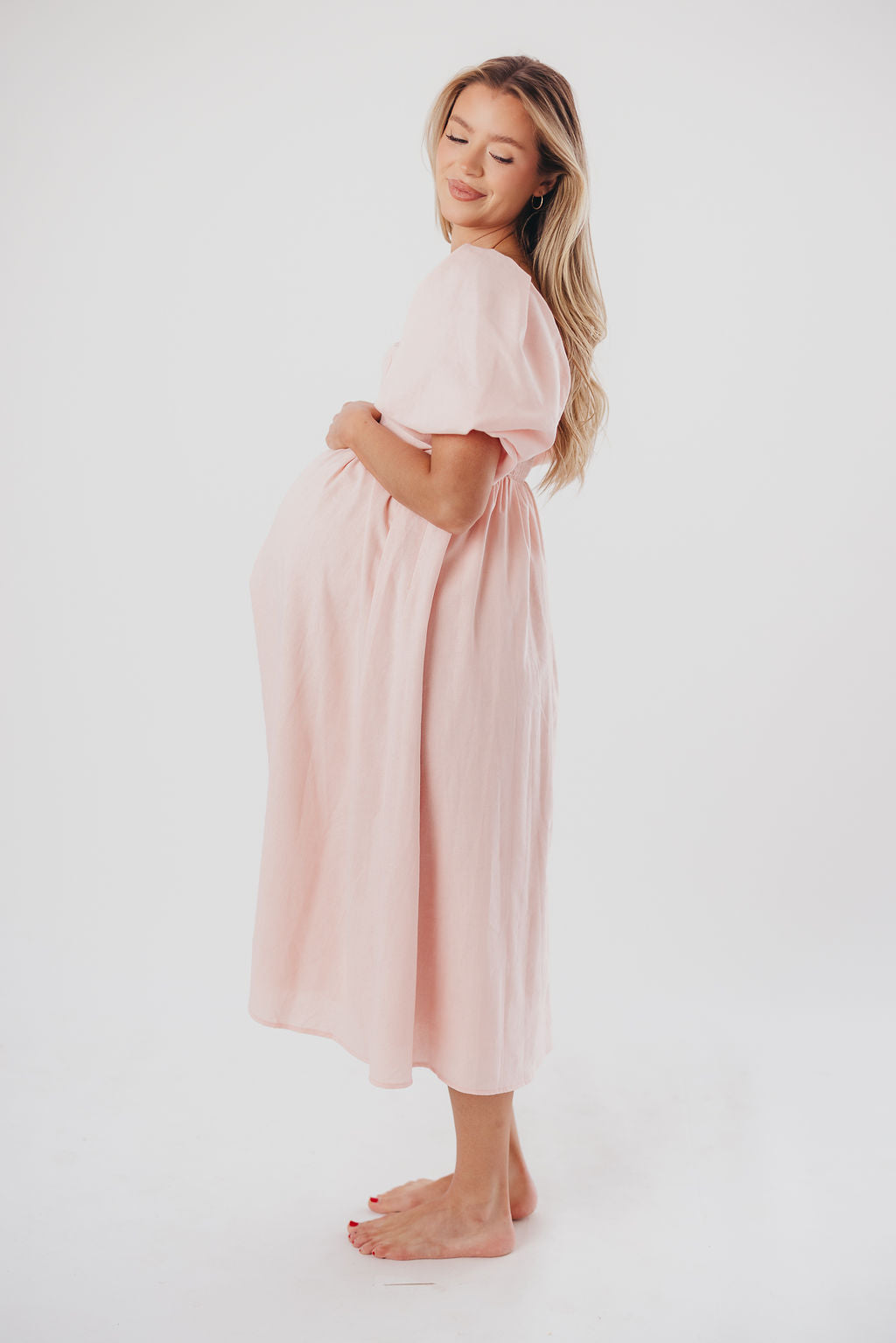 Hamilton Midi Dress in Pink - Bump Friendly (S-XL)