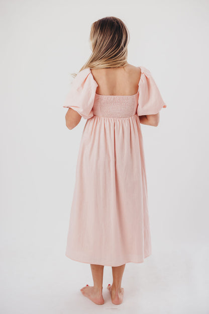 Hamilton Midi Dress in Pink - Bump Friendly (S-XL)