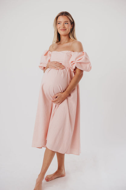 Hamilton Midi Dress in Pink - Bump Friendly (S-XL)