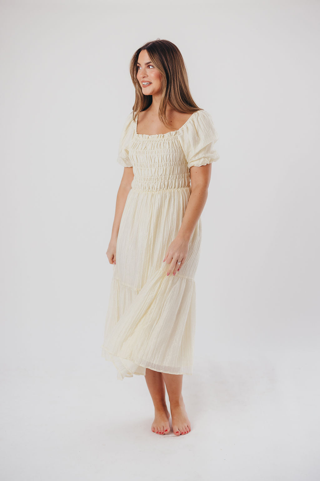 Wynn Midi Dress in Vanilla - Bump Friendly & Inclusive Sizing (XS-3XL)