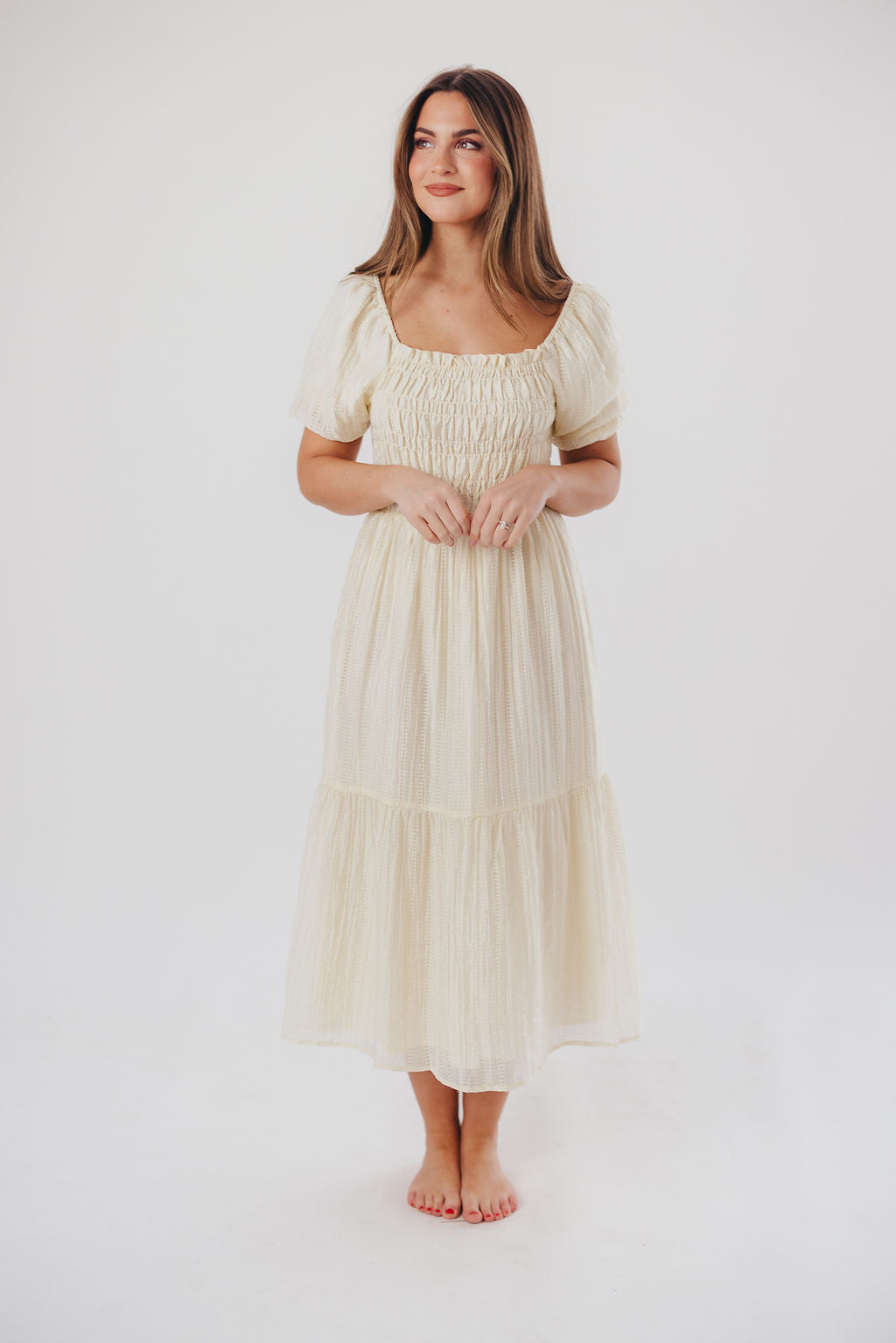 Wynn Midi Dress in Vanilla - Bump Friendly & Inclusive Sizing (XS-3XL)