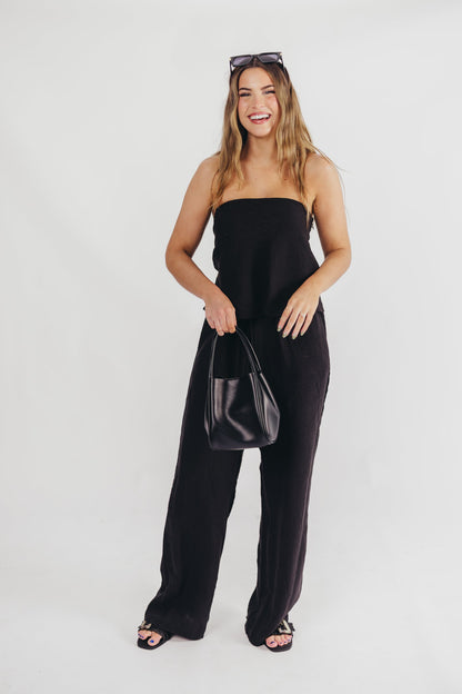 Peyton Linen Tube Top in Black