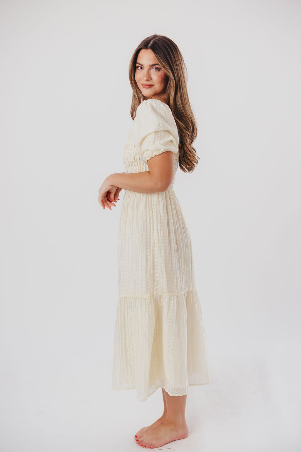 Wynn Midi Dress in Vanilla - Bump Friendly & Inclusive Sizing (XS-3XL)