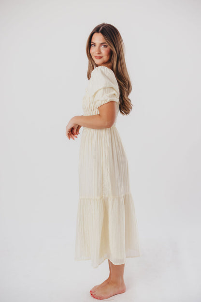 Wynn Midi Dress in Vanilla - Bump Friendly & Inclusive Sizing (XS-3XL)