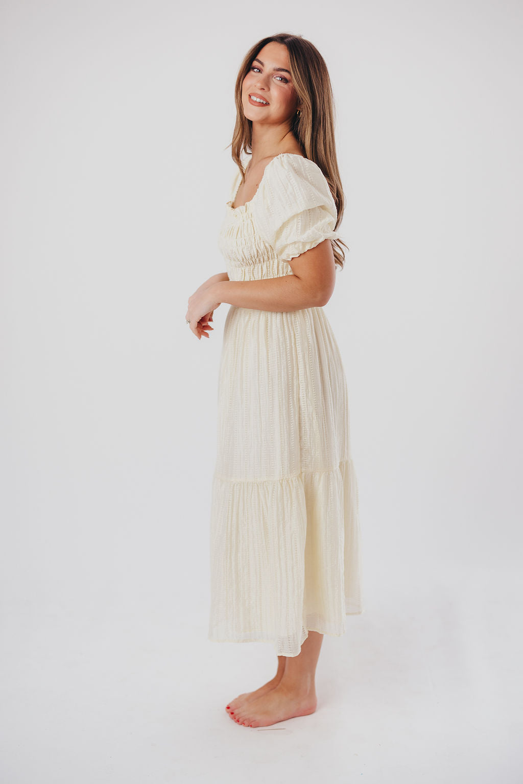 Wynn Midi Dress in Vanilla - Bump Friendly & Inclusive Sizing (XS-3XL)