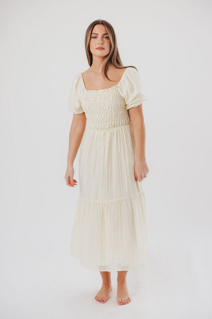 Wynn Midi Dress in Vanilla - Bump Friendly & Inclusive Sizing (XS-3XL)