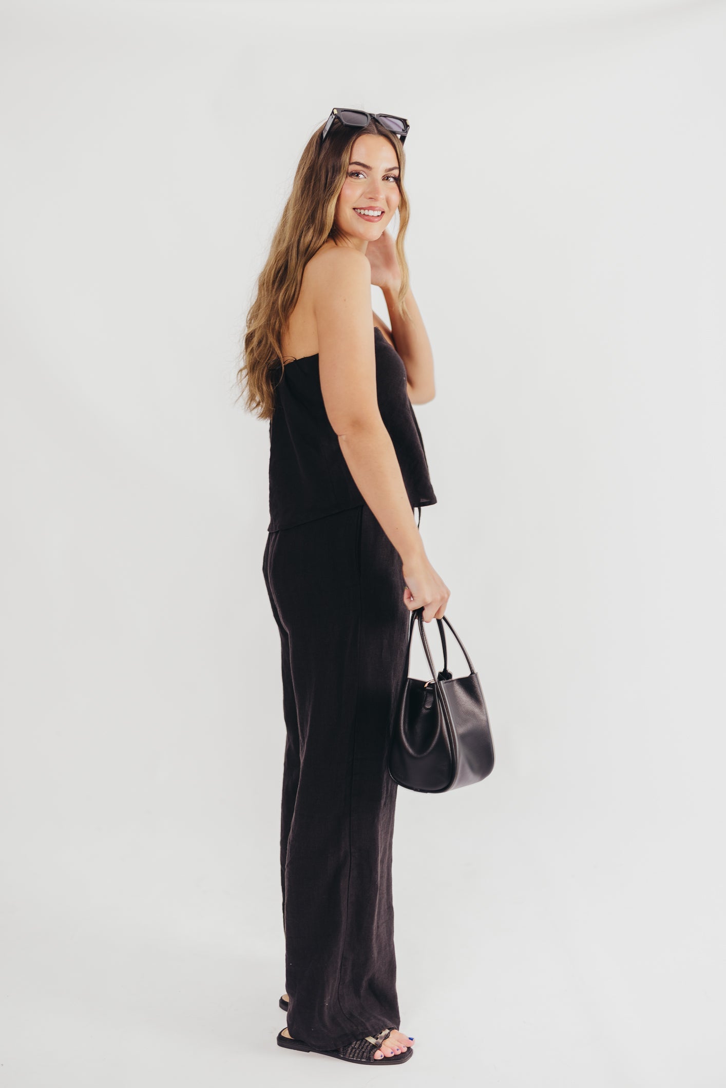 Peyton Linen Tube Top in Black