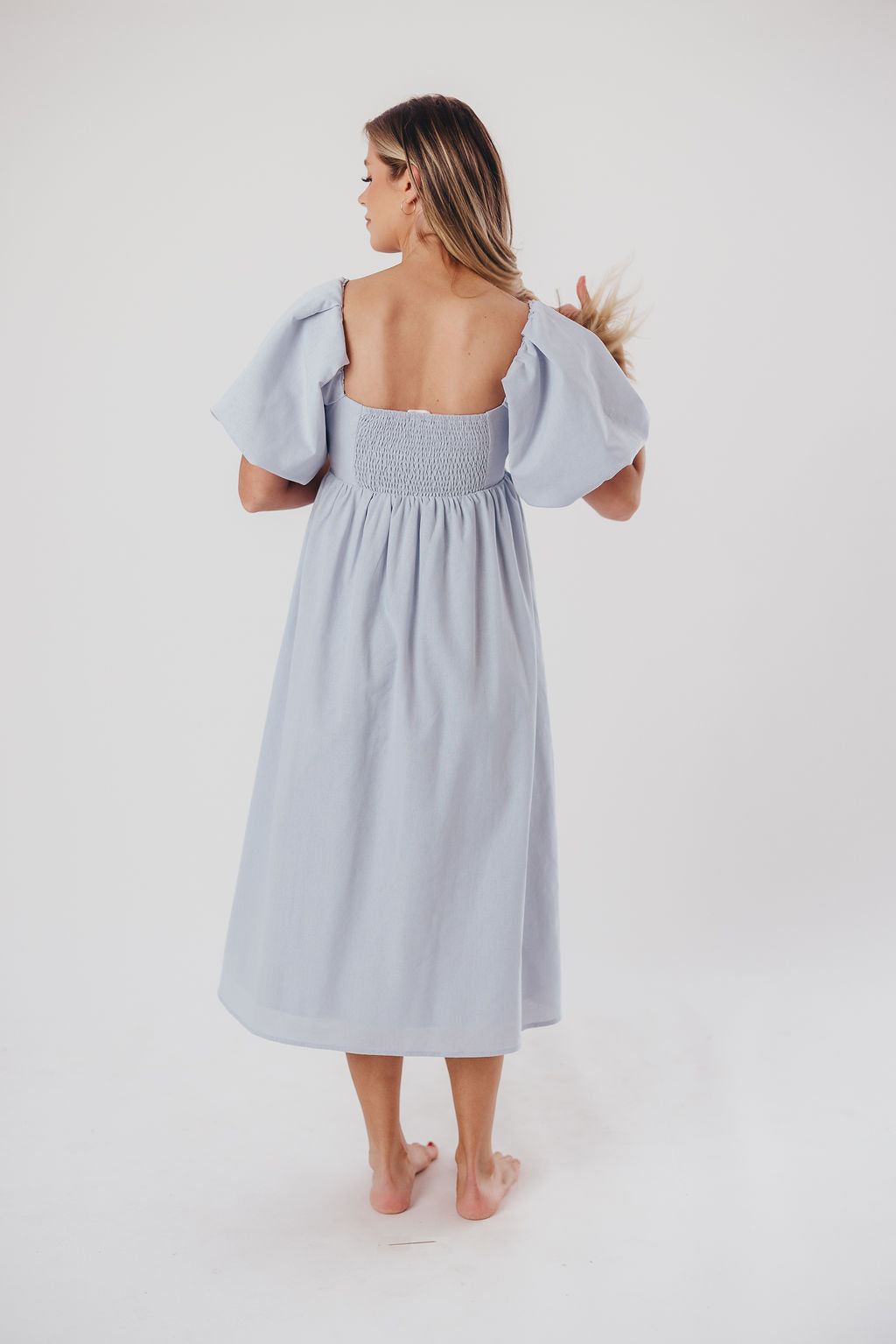 Hamilton Midi Dress in Light Blue - Bump Friendly & Inclusive Sizing (S-3XL)