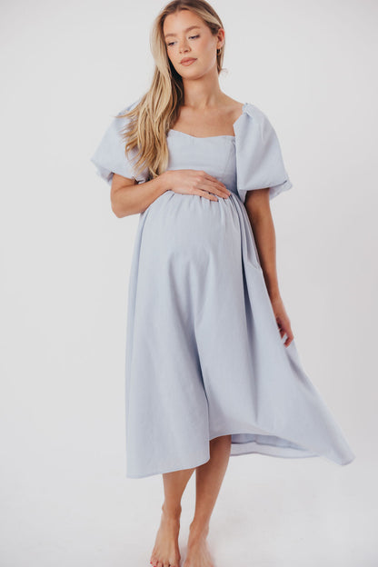 Hamilton Midi Dress in Light Blue - Bump Friendly & Inclusive Sizing (S-3XL)