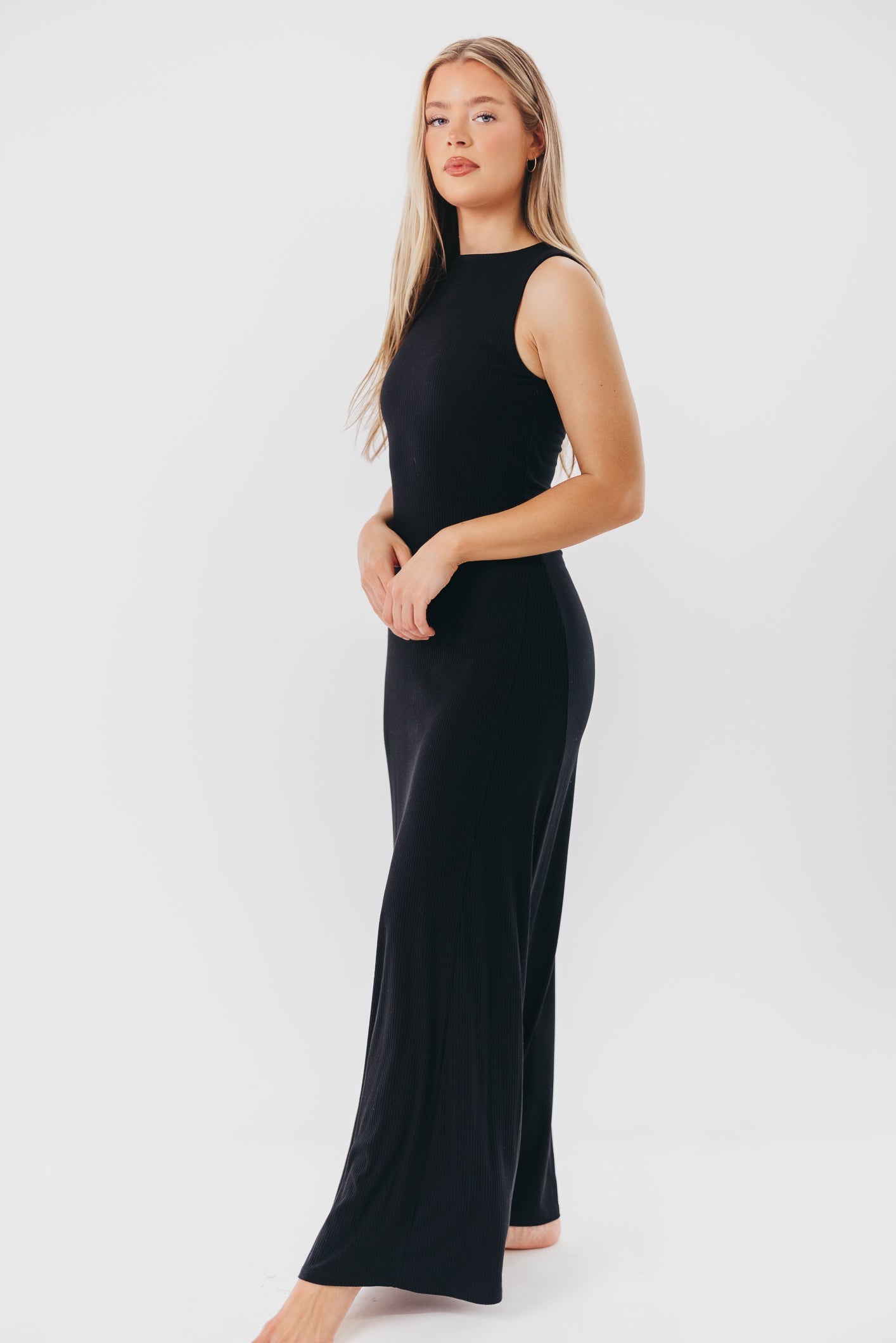 Leighton Knit Maxi Dress in Black