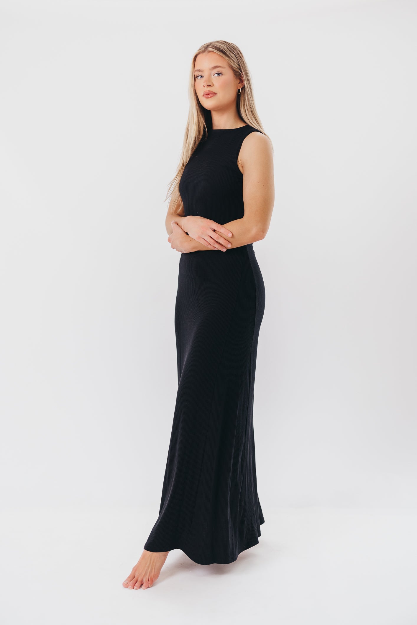 Leighton Knit Maxi Dress in Black