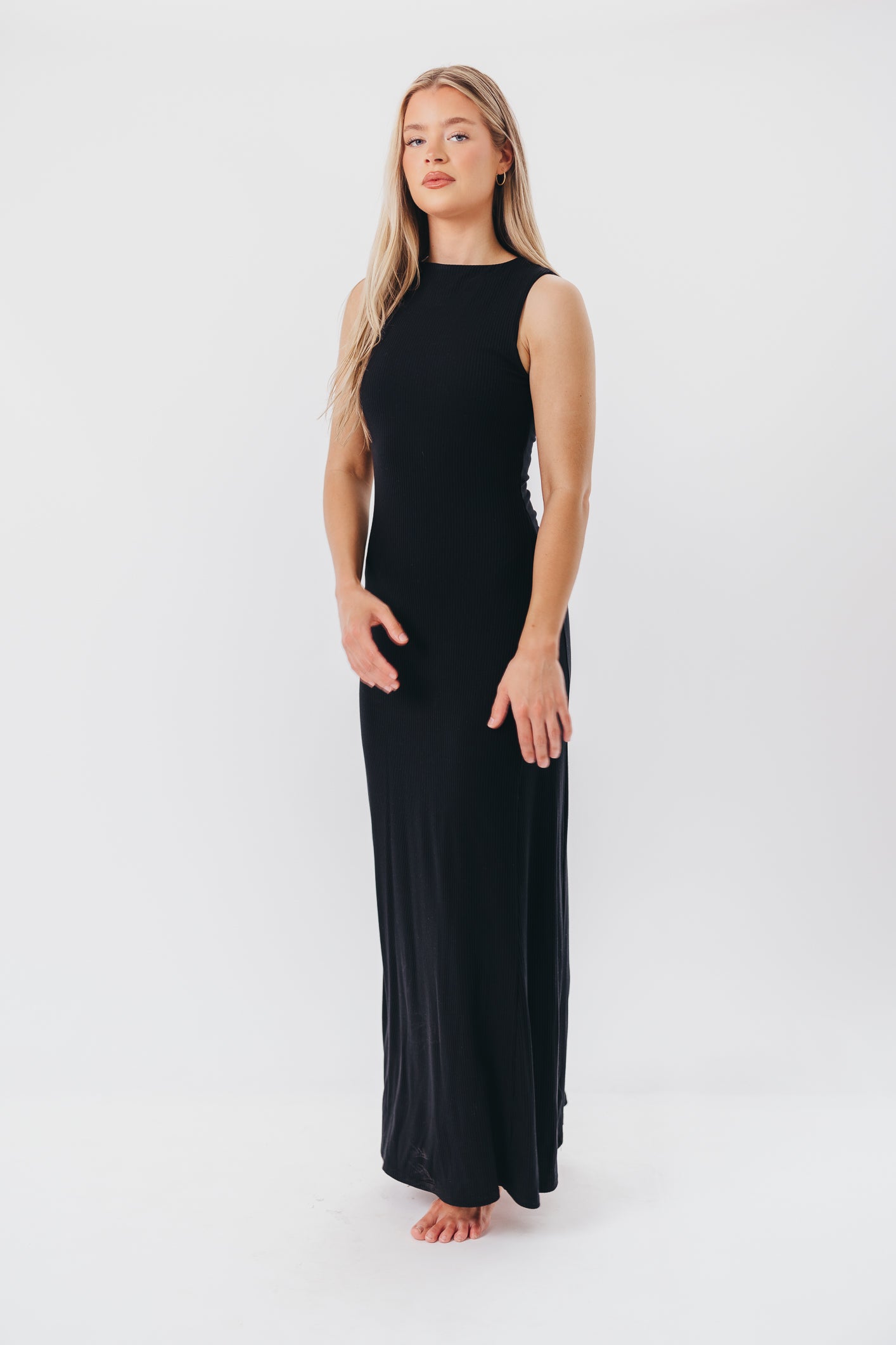 Leighton Knit Maxi Dress in Black