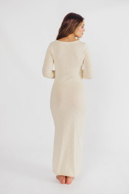 Maddy Pointelle Knit Maxi Dress in Butter