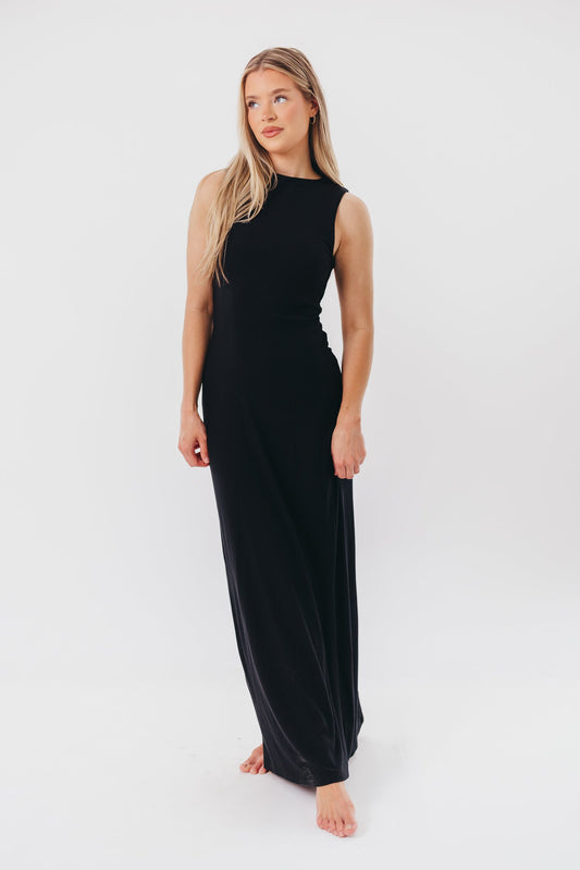 Leighton Knit Maxi Dress in Black