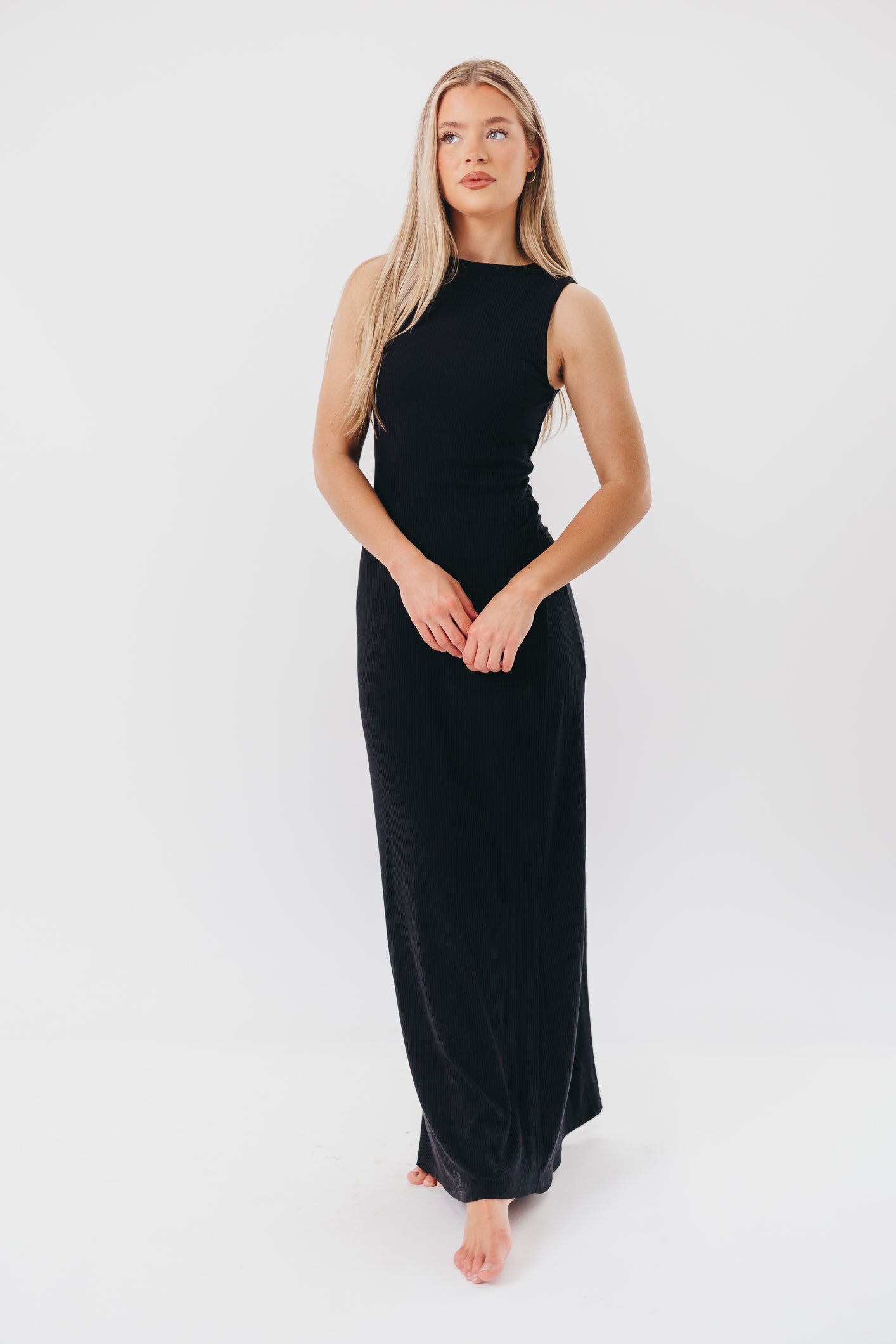 Leighton Knit Maxi Dress in Black