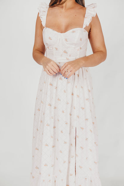 Rosamund Bustier-Style Maxi Dress in Blush Pink Floral - Inclusive Sizing (S-3XL)