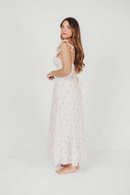 Rosamund Bustier-Style Maxi Dress in Blush Pink Floral - Inclusive Sizing (S-3XL)