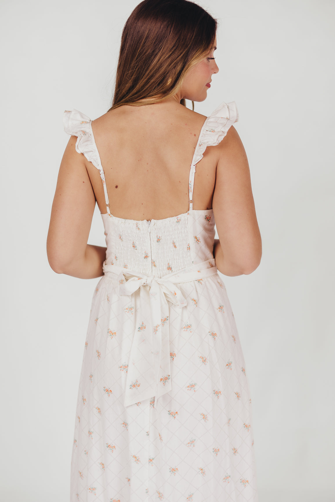 Rosamund Bustier-Style Maxi Dress in Blush Pink Floral - Inclusive Sizing (S-3XL)