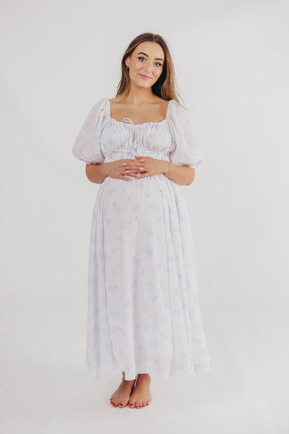 Edda Coastal Midi Dress in Light Blue - Bump Friendly & Inclusive Sizing (S-3XL)