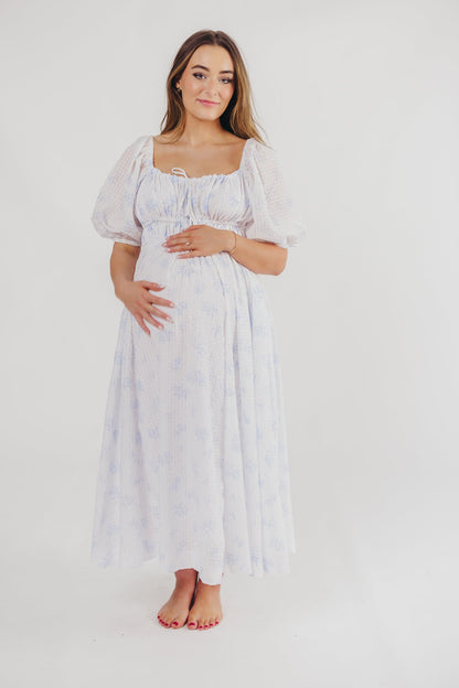 Edda Coastal Midi Dress in Light Blue - Bump Friendly & Inclusive Sizing (S-3XL)