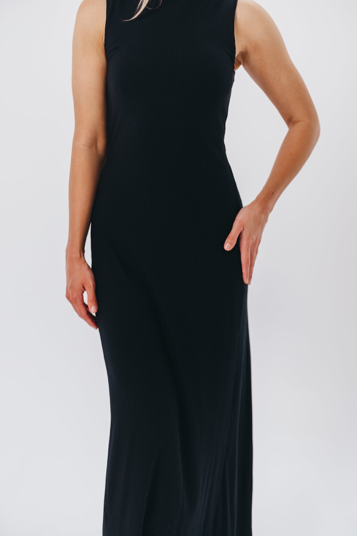 Leighton Knit Maxi Dress in Black