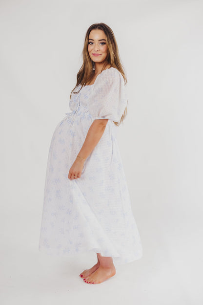 Edda Coastal Midi Dress in Light Blue - Bump Friendly & Inclusive Sizing (S-3XL)