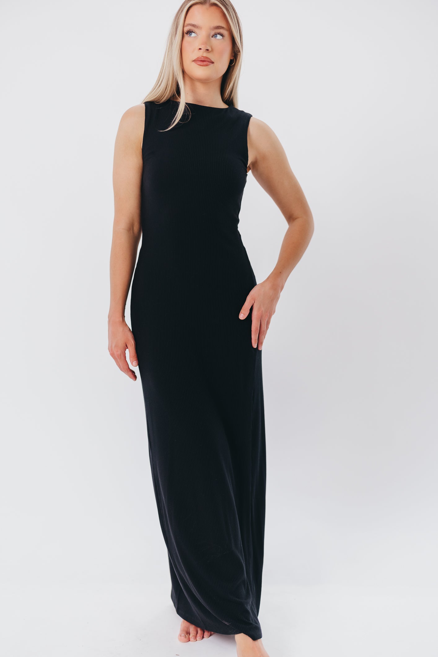 Leighton Knit Maxi Dress in Black