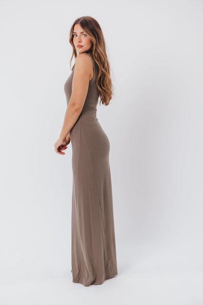 Leighton Knit Maxi Dress in Smokey Olive