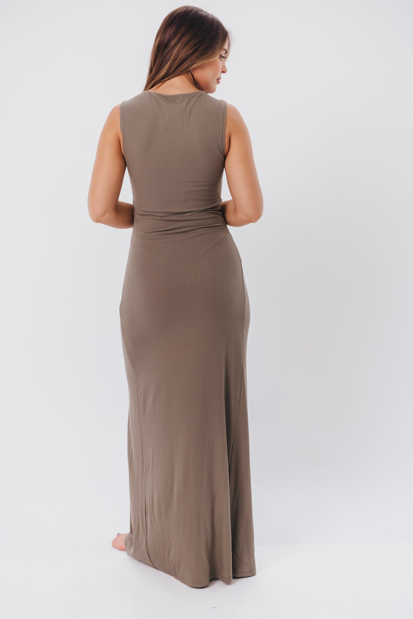 Leighton Knit Maxi Dress in Smokey Olive