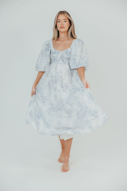 Harlow Maxi Dress in Light Blue Floral - Bump Friendly & Inclusive Sizing (S-3XL)