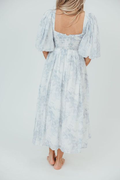 Harlow Maxi Dress in Light Blue Floral - Bump Friendly & Inclusive Sizing (S-3XL)