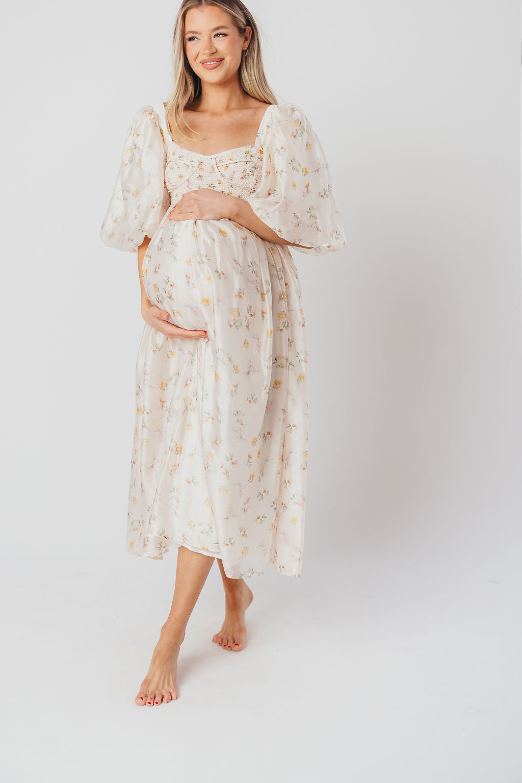 Harlow Maxi Dress in Tiny Yellow Floral - Bump Friendly & Inclusive Sizing (S-3XL)